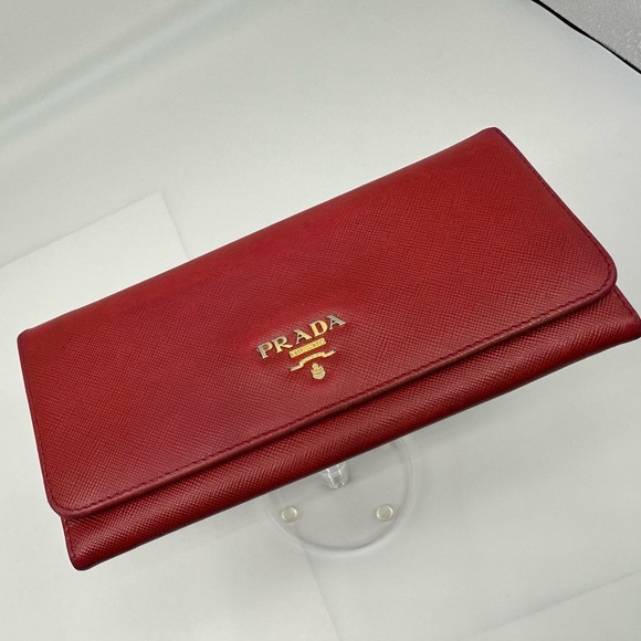 AUTHENTIC PRADA FIERY RED LARGE SAFFIANO LEATHER WALLET - Picture 9 of 16
